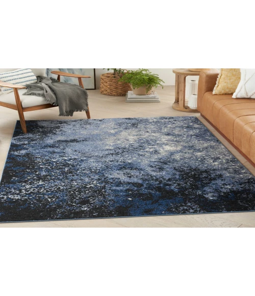 Nourison Passion Light Blue Black PSN10 6 ft. X 9 ft. Rectangle Rug
