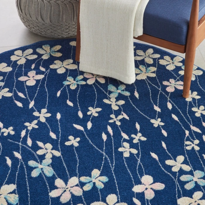 Nourison Tranquil Round Area Rug TRA04-Navy