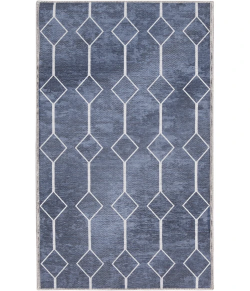Nicole Curtis Machine Washable Series 1 Navy SR107 2 ft. X 6 ft. Rectangle Rug