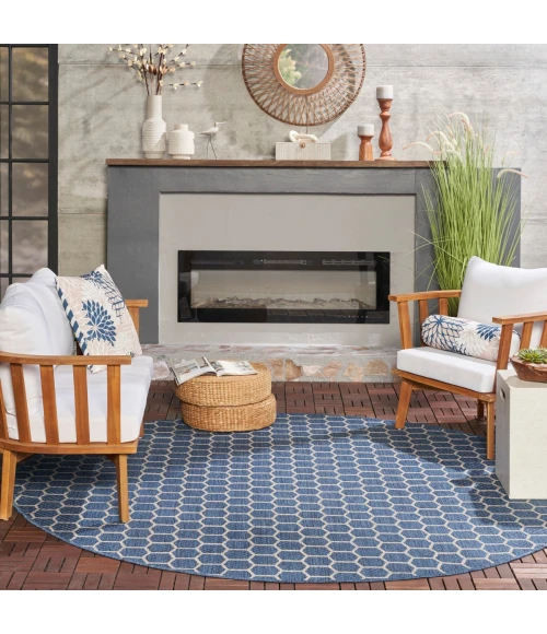 Nourison Twist Reversible Blue TWS01 8 ft. X Round Rug