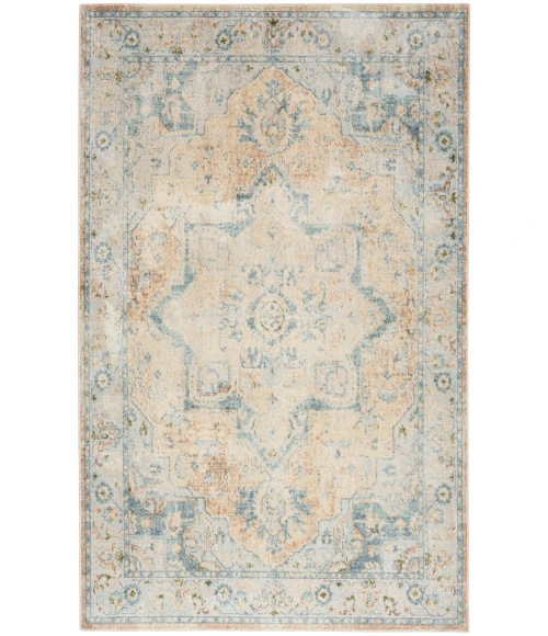 Nourison Astra Machine Washable Beige Blue ASW12 5 ft. 3 in. X 7 ft. Rectangle Rug