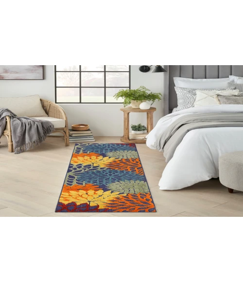 Nourison Aloha Navy Multicolor ALH05 2 ft. 3 in. X 8 ft. Rectangle Rug
