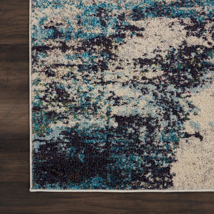 Nourison Celestial Area Rug CES02-Ivory Teal Blue