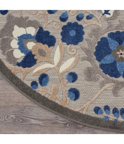 Nourison Aloha Round Area Rug ALH17-Natural/Blue