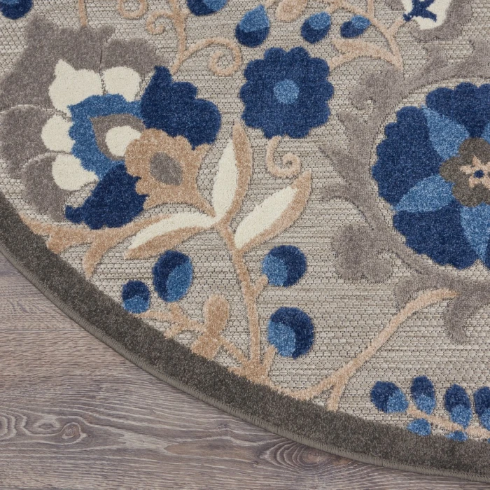 Nourison Aloha Round Area Rug ALH17-Natural/Blue