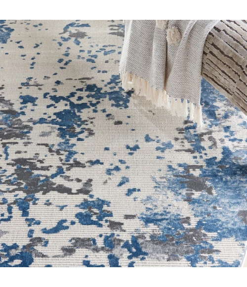 Nourison Rustic Textures Area Rug RUS08 Grey/Blue 5'3" Round