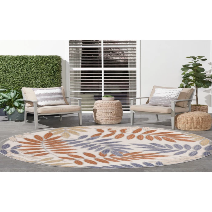 Nourison Aloha Blue Mocha ALH18 7’10” Round Rug