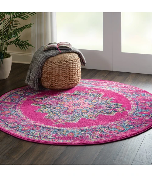 Nourison Passion Round Area Rug PSN03-Fuchsia