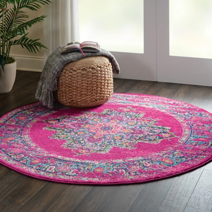 Nourison Passion Round Area Rug PSN03-Fuchsia