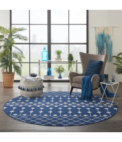 Nourison Home Grafix GRF37 Navy 8 ft. Round Area Rug
