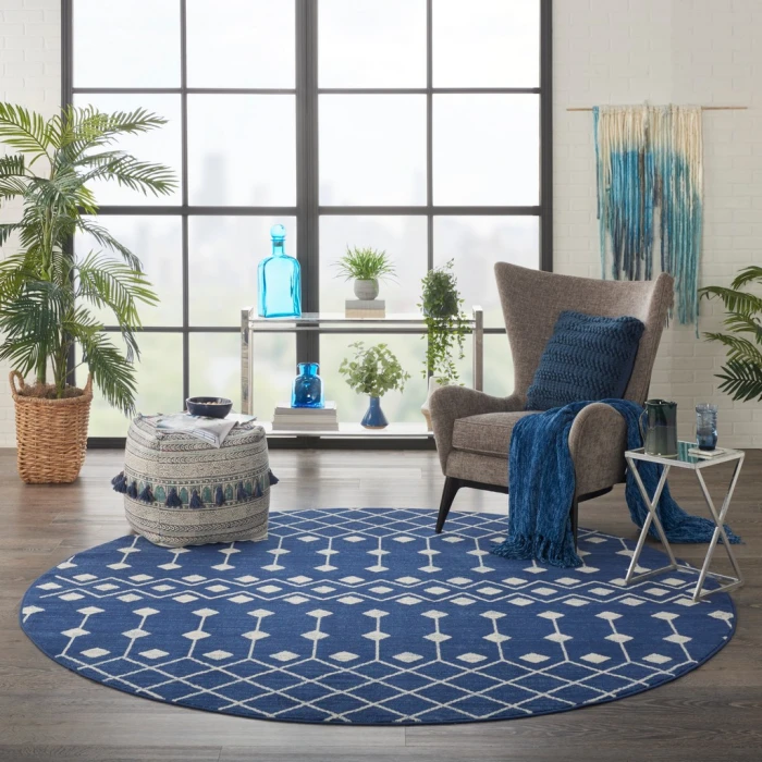 Nourison Grafix Round Area Rug GRF37-Navy
