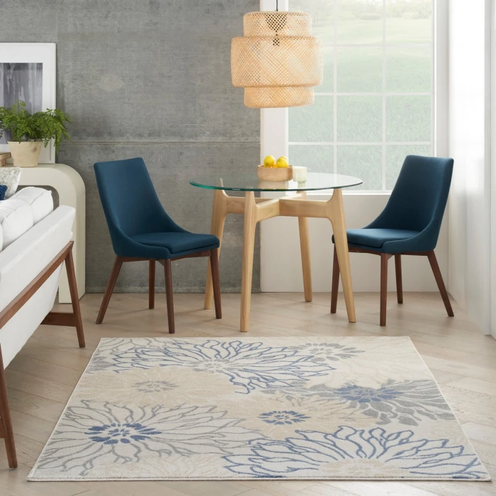 Nourison Passion Area Rug PSN17 Ivory Grey Blue 5'3" x 7'3"