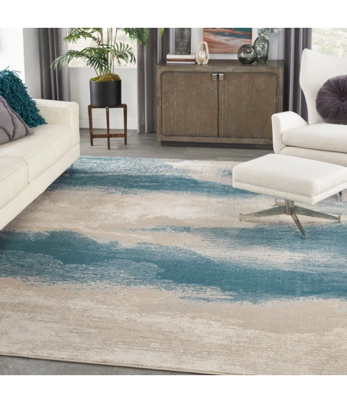 Nourison Maxell Area Rug MAE06 Ivory/Teal 7'10" x 10'6"