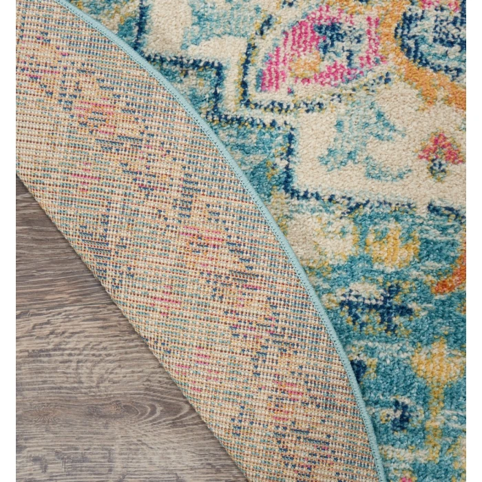 Nourison Passion Round Area Rug PSN25-Ivory/Light Blue