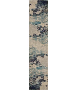 Nourison Home Celestial CES02 Ivory/Teal Blue 2 ft. 2 in. X 12 ft. Area Rug