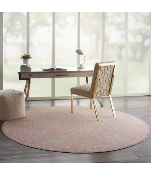 Nourison Jubilant Round Area Rug JUB06-Ivory/Pink
