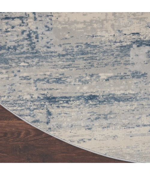 Nourison Rustic Textures Area Rug RUS10 Ivory Blue 7'10" Round