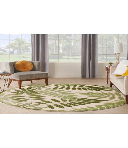 Nourison Aloha Ivory Green ALH18 5 ft. 3 in. Round Rug