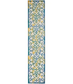 Nourison Home Aloha ALH21 Ivory Blue 2 ft. 3 in. X 12 ft. Area Rug