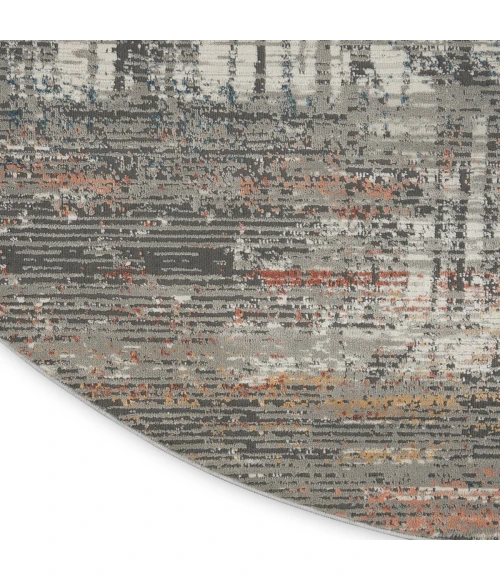 Nourison Rustic Textures Area Rug RUS12 Grey/Multi 5'3" Round