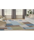 Nourison Astra Machine Washable Blue Green Multi ASW09 6 ft. 7 in. X 9 ft. Rectangle Rug
