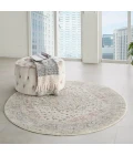 Nourison Tranquil Round Area Rug TRA06-Ivory/Pink