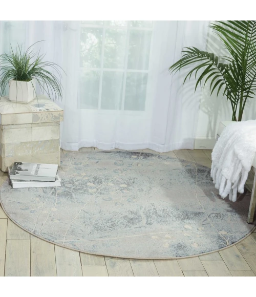 Nourison Somerset Round Area Rug ST74-Silver/Blue