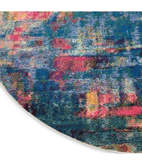 Nourison Celestial Round Area Rug CES09-Blue/Yellow