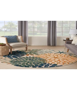Nourison Home Aloha ALH05 Blue Green 5 ft. 3 in. Round Area Rug