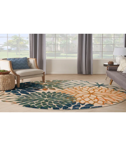 Nourison Aloha Blue Green ALH05 5 ft. 3 in. Round Rug