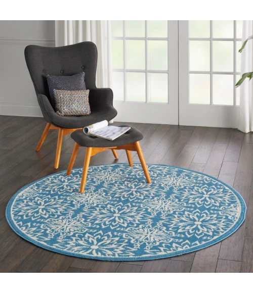 Nourison Jubilant Round Area Rug JUB06-Ivory/Blue