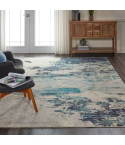 Nourison Home Celestial CES02 Ivory Teal Blue 6 ft. 7 in. X 9 ft. 7 in. Area Rug