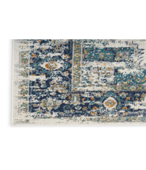 Nourison Passion Ivory/Grey/Blue PSN03 2 ft. 2 in. X 10 ft. Rectangle Rug