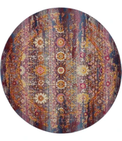 Nourison Home Vintage Kashan VKA03 Red/Multicolor 4 ft. Round Area Rug