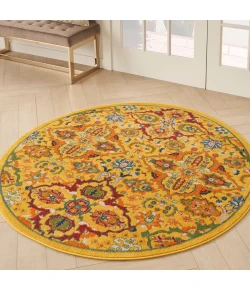 Nourison Home Allur ALR03 Yellow Multicolor 5 ft. 3 in. Round Area Rug