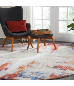 Nourison Home Twilight TWI26 Ivory/Multicolor 8 ft. Round Area Rug