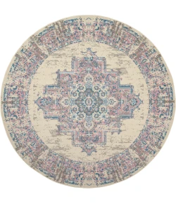 Nourison Home Grafix GRF14 Ivory Pink 8 ft. Round Area Rug