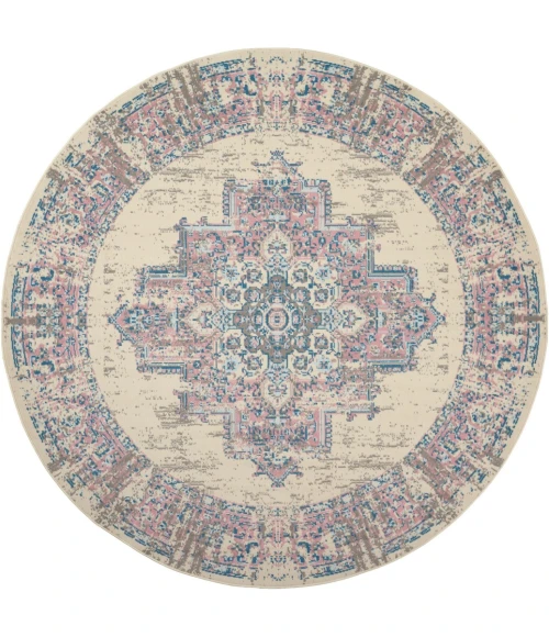 Nourison Grafix Round Area Rug GRF14-Ivory/Pink