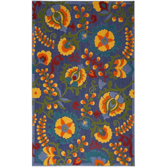 Nourison Aloha Navy Multicolor ALH17 3 ft. 6 in. X 5 ft. 6 in. Rectangle Rug