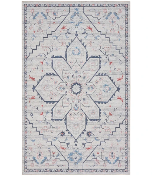 Nicole Curtis Machine Washable Series 1 Ivory Blue SR110 9 ft. 2 in. X 12 ft. Rectangle Rug