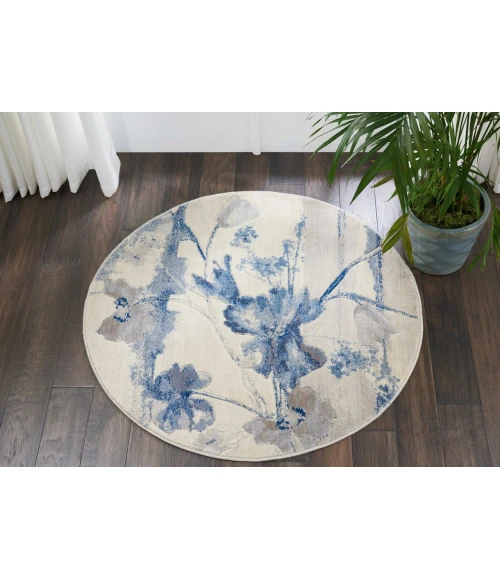 Nourison Somerset Round Area Rug ST18-Ivory/Blue