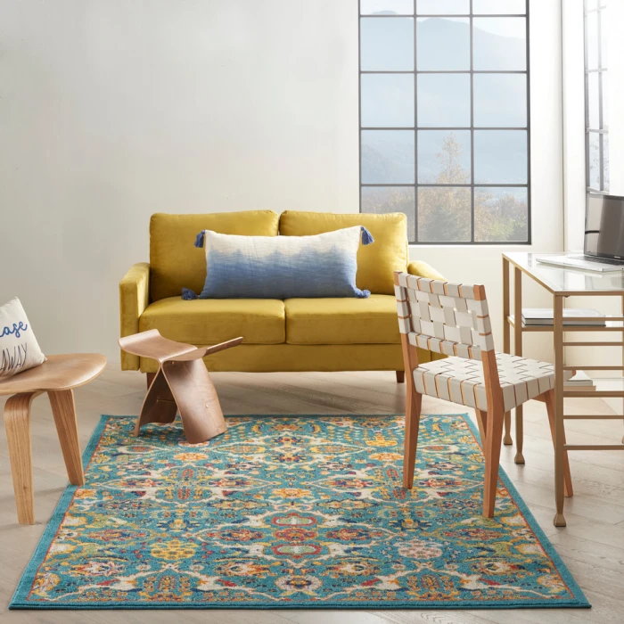 Nourison Allur Area Rug ALR03 Turquoise Ivory