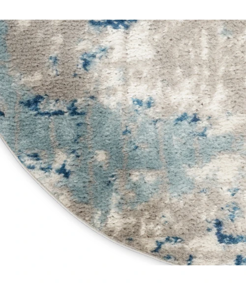 Nourison Quarry Ivory Grey Blue QUA01 5 ft. X Round Rug