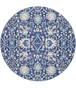 Nourison Home Whimsicle WHS10 Navy Multicolor 8 ft. Round Area Rug