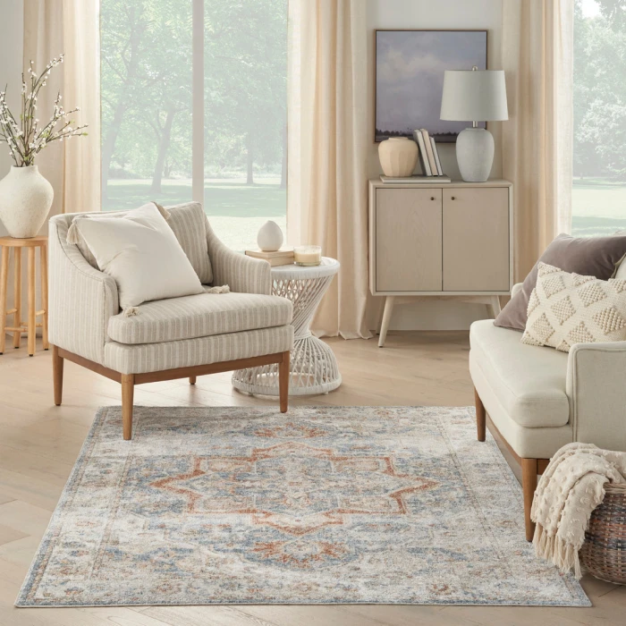 Nourison Astra Machine Washable Area Rug ASW12 Denim Multi