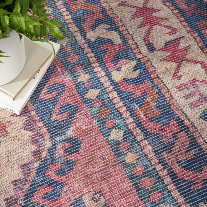 Nicole Curtis Machine Washable Series 1 Area Rug SR105 Red/Navy 9' x 12'