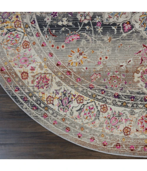 Nourison Vintage Kashan Round Area Rug VKA01-Grey