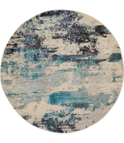 Nourison Home Celestial CES02 Ivory Teal Blue 5 ft. 3 in. Round Area Rug