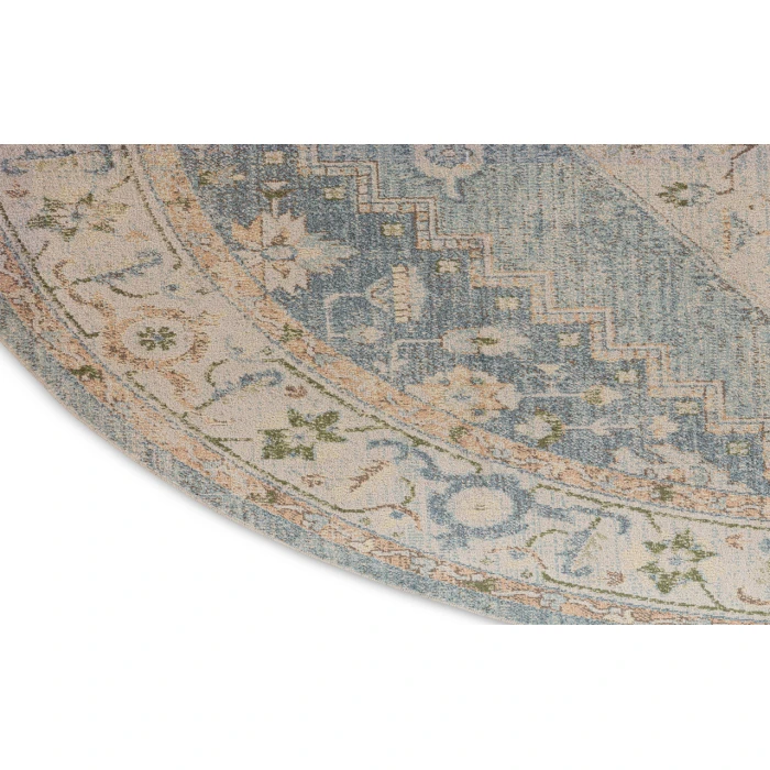 Nourison Astra Machine Washable Silver Blue ASW11 5 ft. 3 in. Round Rug