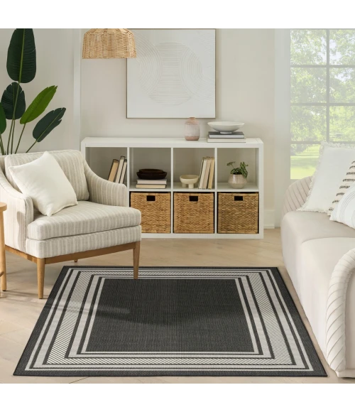 Nourison Horizon Indoor/Outdoor Black HOZ03 6 ft. X 9 ft. Rect. Rug